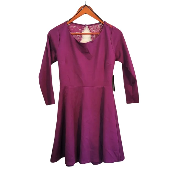 NWT Lulus Backless Lace Skater Dress Plum Small - Picture 2 of 8